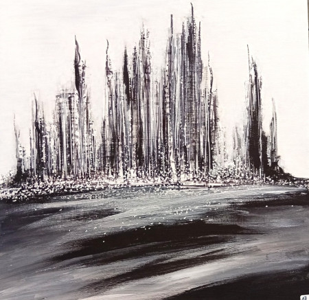 "Byblos", Série Rêveries urbaines , acrylique sur bois, 60x60cm, pièce unique signée
